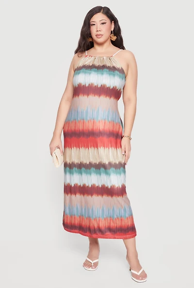 Plus Patterned Sleeveless Maxi Dress