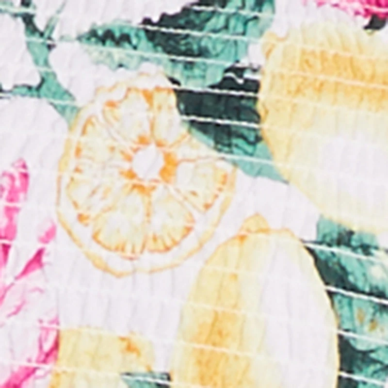 Plus Floral Lemon Print Smocked Strapless Maxi Dress
