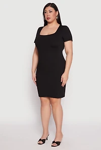 Plus Square Neck T Shirt Dress