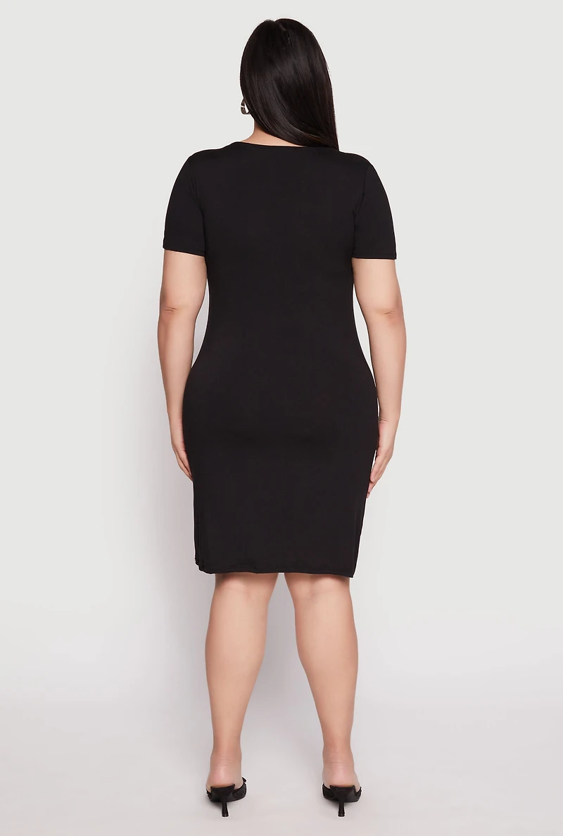 Plus Square Neck T Shirt Dress