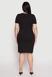 Plus Square Neck T Shirt Dress