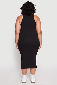 Womens Plus Size Almost Famous Racerback Tank Dress, Black, Size 1X