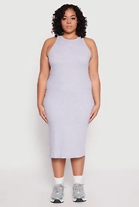Womens Plus Size Almost Famous Racerback Tank Dress, Grey, Size 1X