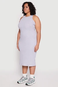 Womens Plus Size Almost Famous Racerback Tank Dress, Grey, Size 1X