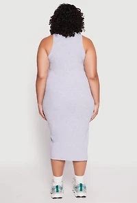 Womens Plus Size Almost Famous Racerback Tank Dress, Grey, Size 1X