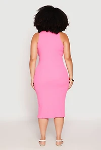 Womens Plus Size Almost Famous Racerback Tank Dress, Pink, Size 1X
