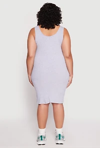 Womens Plus Rib Knit Scoop Neck Tank Dress,