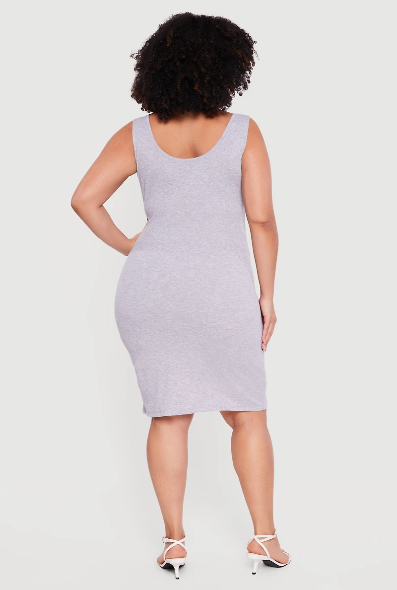 Plus Rib Knit Scoop Neck Tank Midi Dress