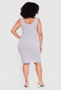 Plus Rib Knit Scoop Neck Tank Midi Dress
