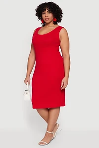Plus Rib Knit Scoop Neck Tank Midi Dress