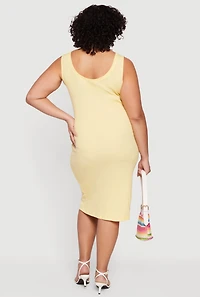 Plus Rib Knit Scoop Neck Tank Midi Dress