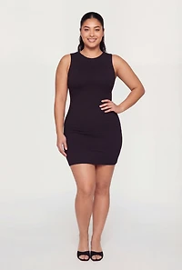 Plus Double Layered High Neck Mini Dress