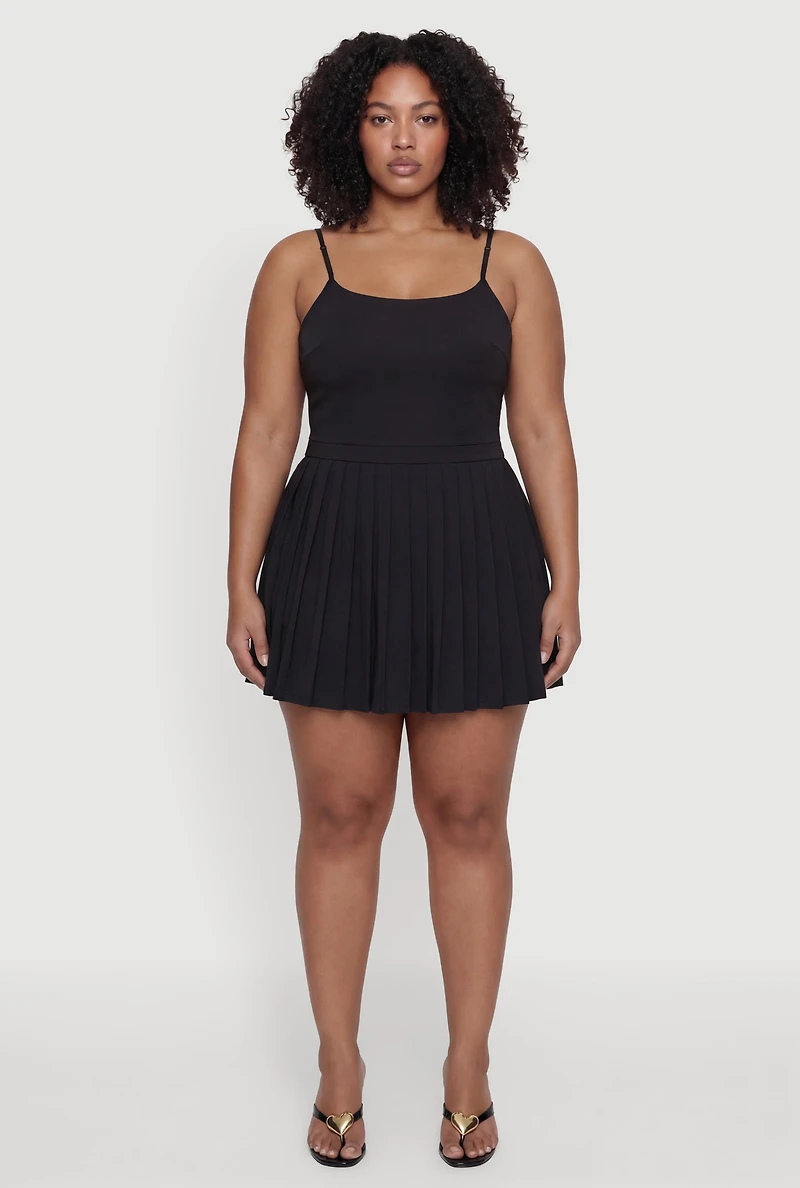 Plus Open Back Tennis Dress with Shorts Lining