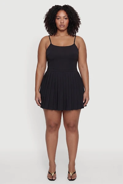 Plus Open Back Tennis Dress with Shorts Lining