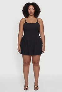 Plus Open Back Tennis Dress with Shorts Lining