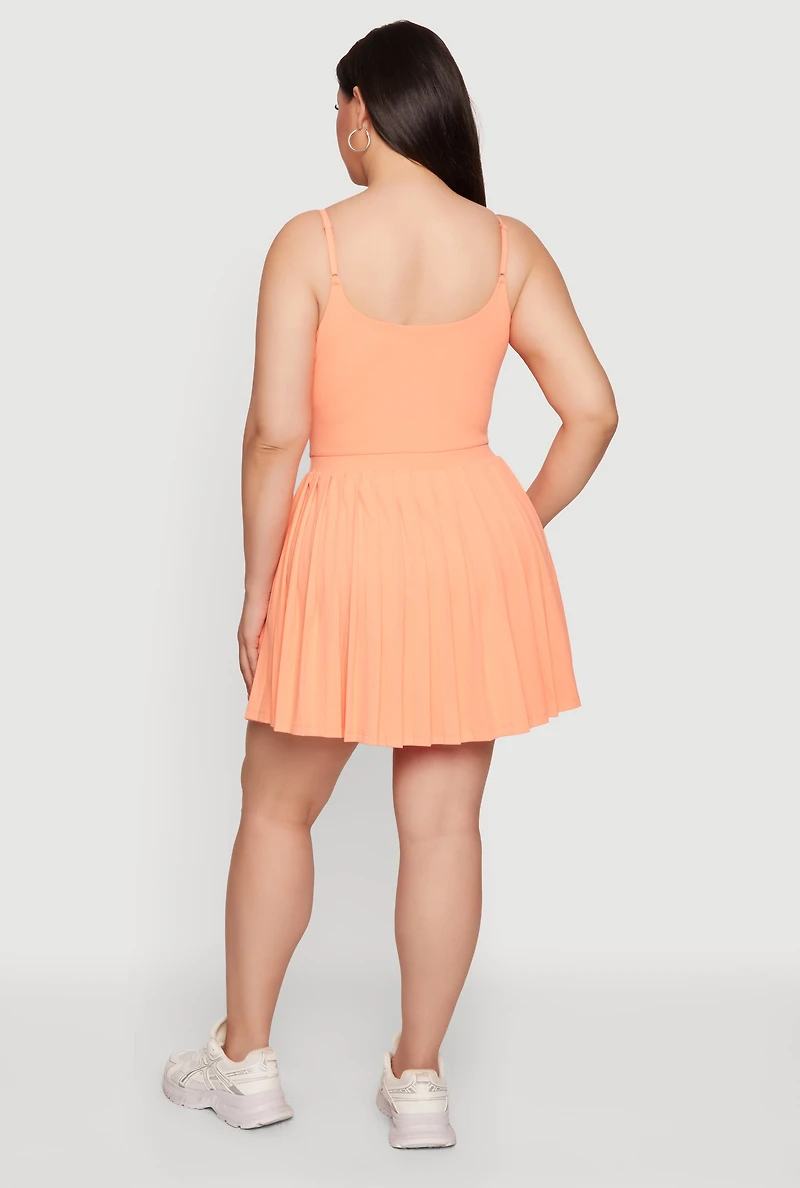 Plus Open Back Tennis Dress with Shorts Lining