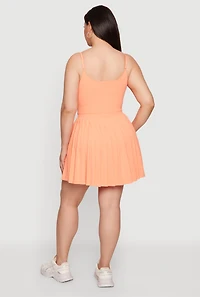 Plus Open Back Tennis Dress with Shorts Lining