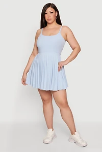 Plus Open Back Tennis Dress with Shorts Lining