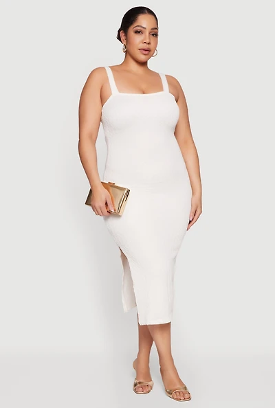 Plus Size Textured Knit Cami Maxi Dress