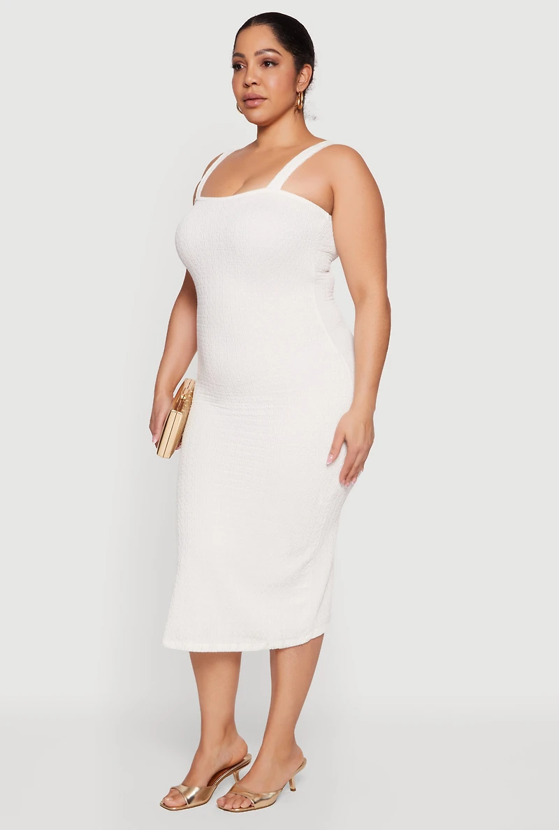Plus Size Textured Knit Cami Maxi Dress