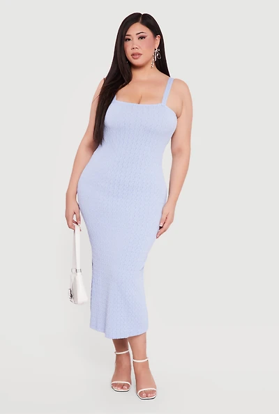 Plus Textured Knit Cami Maxi Dress