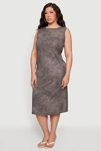 Plus Acid Wash Crew Neck Midi Tank Dress