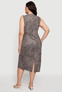 Plus Acid Wash Crew Neck Midi Tank Dress