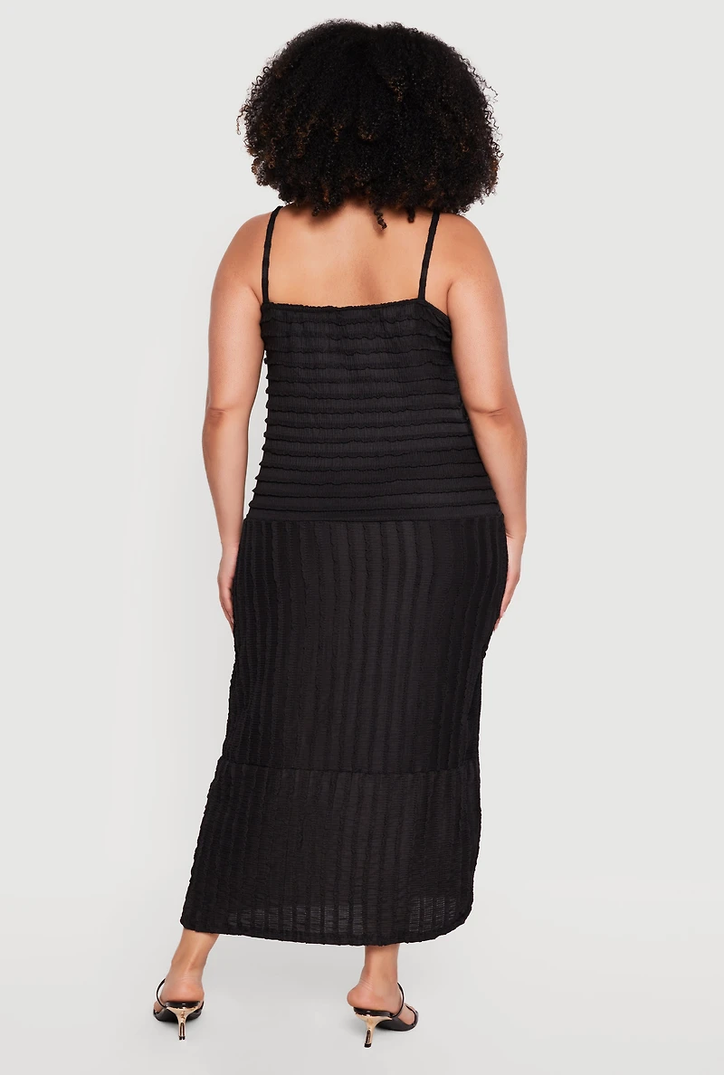 Plus Textured Knit V-Neck Cami Dress