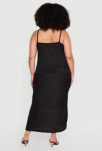 Plus Textured Knit V-Neck Cami Dress