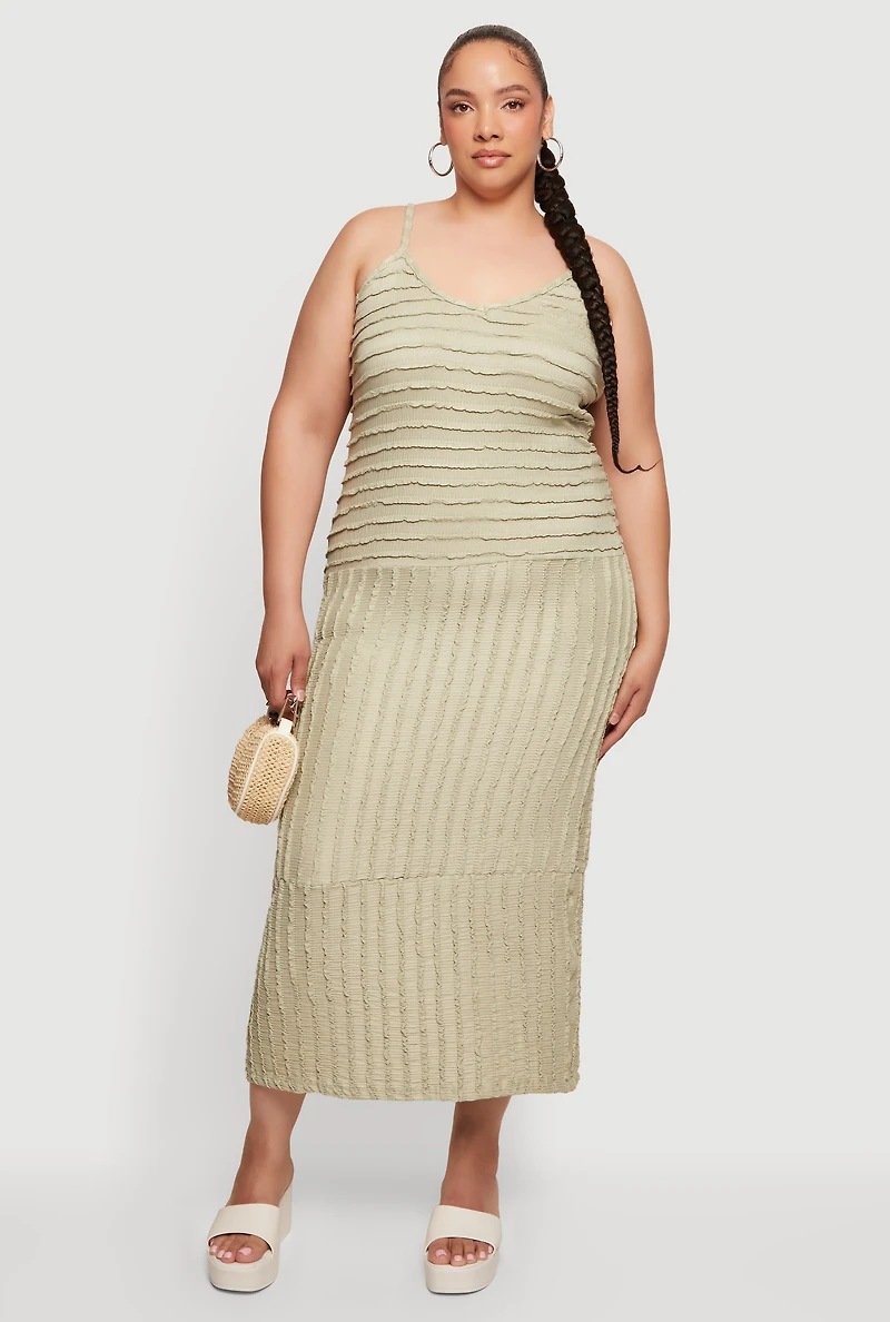 Plus Textured Knit V-Neck Cami Dress