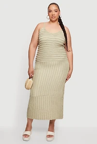 Plus Textured Knit V-Neck Cami Dress