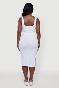 Plus Side Slit Textured Knit Midi Dress
