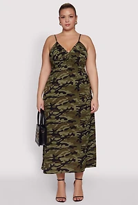 Plus Airy Camo Cami Maxi Dress