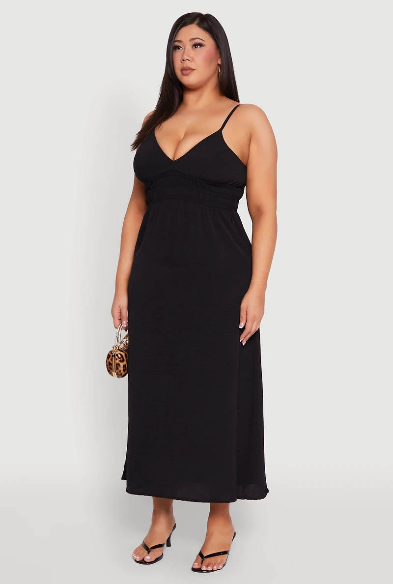 Plus Airy Maxi Empire Waist Dress