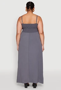 Womens Plus Size Airy Maxi Empire Waist Dress, Grey, Size 1X