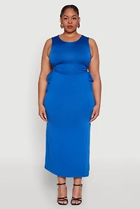 Womens Plus Size Side Cut Out Maxi Dress, Blue, Size 3X