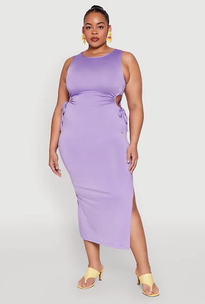 Womens Plus Side Cut Out Maxi Dress,