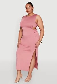 Womens Plus Side Cut Out Maxi Dress,