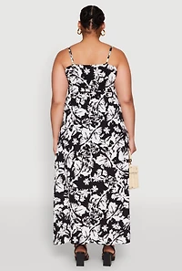 Womens Plus Size Airy Floral Print Maxi Dress, Multi, Size 1X