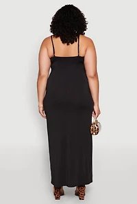 Womens Plus Size Scoop Neck Cami Dress, Black, Size 1X
