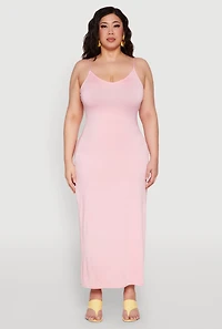 Womens Plus Scoop Neck Cami Dress, Pink,