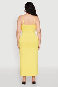 Womens Plus Size Scoop Neck Cami Dress, Yellow, Size 3X