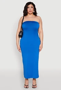 Womens Plus Slit Back Maxi Tube Dress, 1X