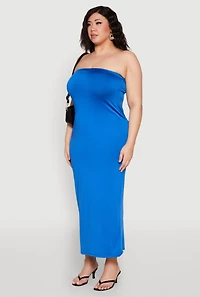 Womens Plus Slit Back Maxi Tube Dress, 1X