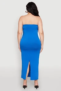Womens Plus Slit Back Maxi Tube Dress, 1X