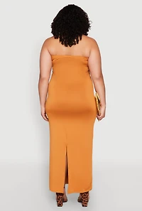 Plus Slit Back Maxi Tube Dress