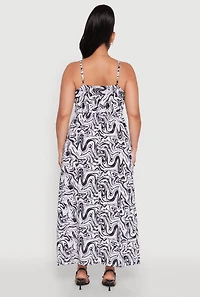 Womens Plus Airy Swirl Print Empire Waist Dress, Multi,