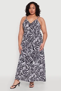 Plus Printed Pattern Empire Waist Maxi Dress