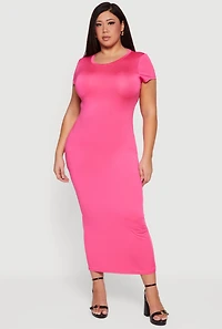 Plus Short Sleeve T Shirt Midi Dress