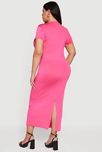 Plus Short Sleeve T Shirt Midi Dress